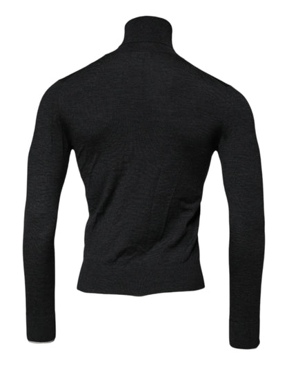 Dolce & Gabbana Black Wool Turtle Neck Men Pullover Sweater