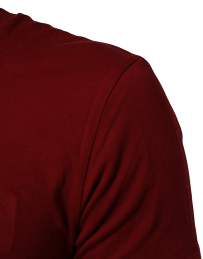 Dolce & Gabbana Maroon Cotton Crew Neck Short Sleeves T-Shirt