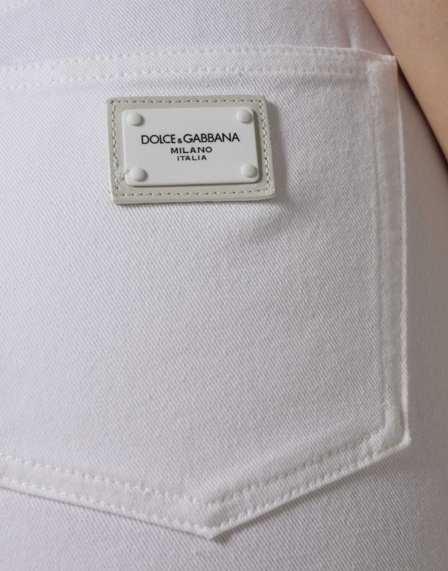 Dolce & Gabbana White AUDREY Cotton Logo Skinny Denim Jeans