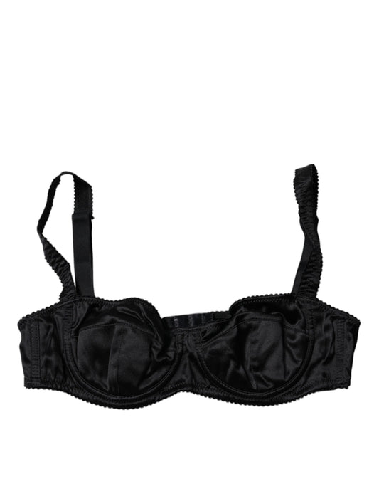 Dolce & Gabbana Black Silk Semi-Pad Balconette Bra Underwear