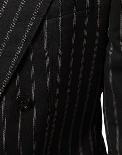 Dolce & Gabbana Black Stripes SICILIA 1 Button Suit Blazer