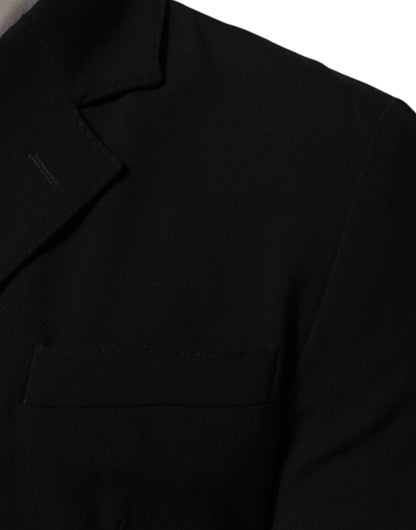 Dolce & Gabbana Black Wool Double Breasted Men Jacket Blazer