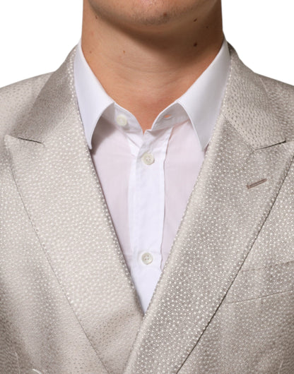 Dolce & Gabbana Beige MARTINI Double-Breasted Suit Blazer