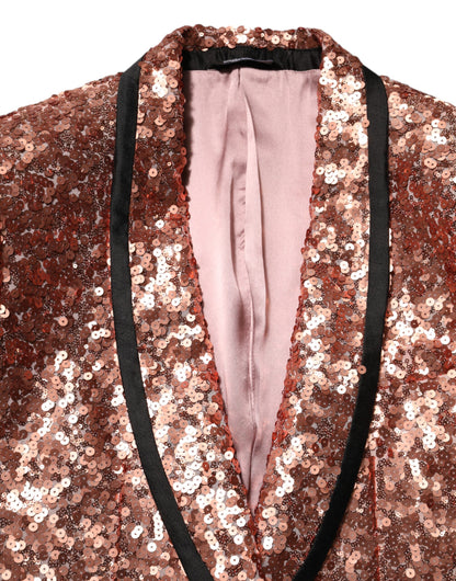 Dolce & Gabbana Pink Sequin SICILIA 1 Button Men Suit Blazer