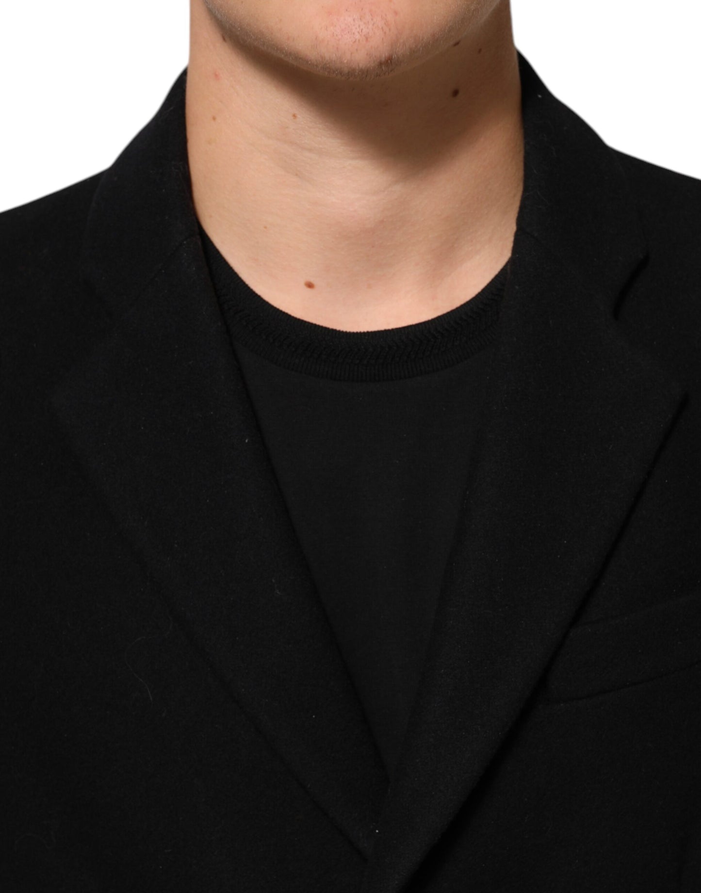 Dolce & Gabbana Black Wool Buttoned Men Trench Coat Jacket