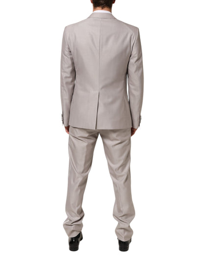 Dolce & Gabbana Light Gray Wool 2 Piece MARTINI Formal Suit