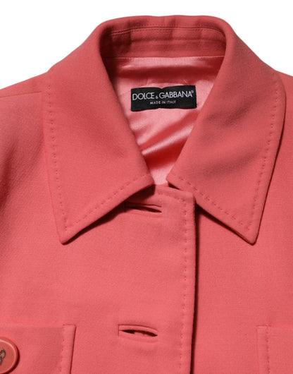 Dolce & Gabbana Pink Buttoned Down Trench Coat Jacket