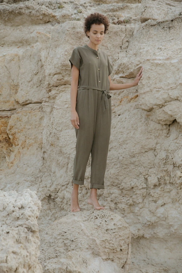 651 Anet Relaxed Lyocell Jumpsuit    Sage green