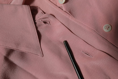 Dolce & Gabbana Pink Silk Collared Long Sleeves Blouse Top