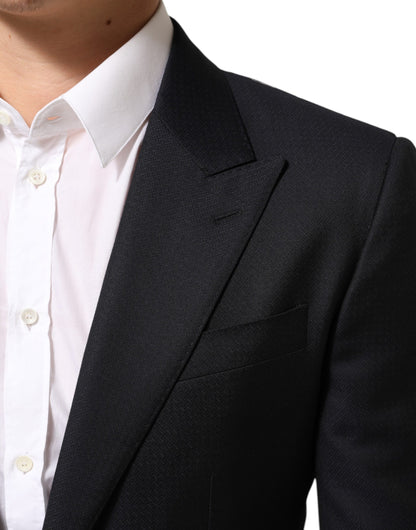 Dolce & Gabbana Black Wool NAPOLI 2 Button Men Suit Blazer