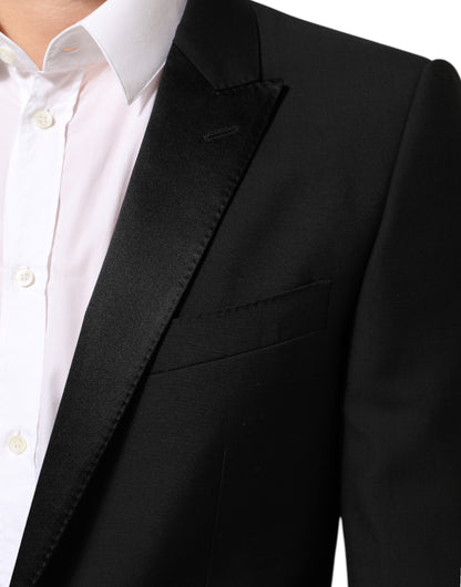 Dolce & Gabbana Black Wool MARTINI 2 Button Men Suit Blazer