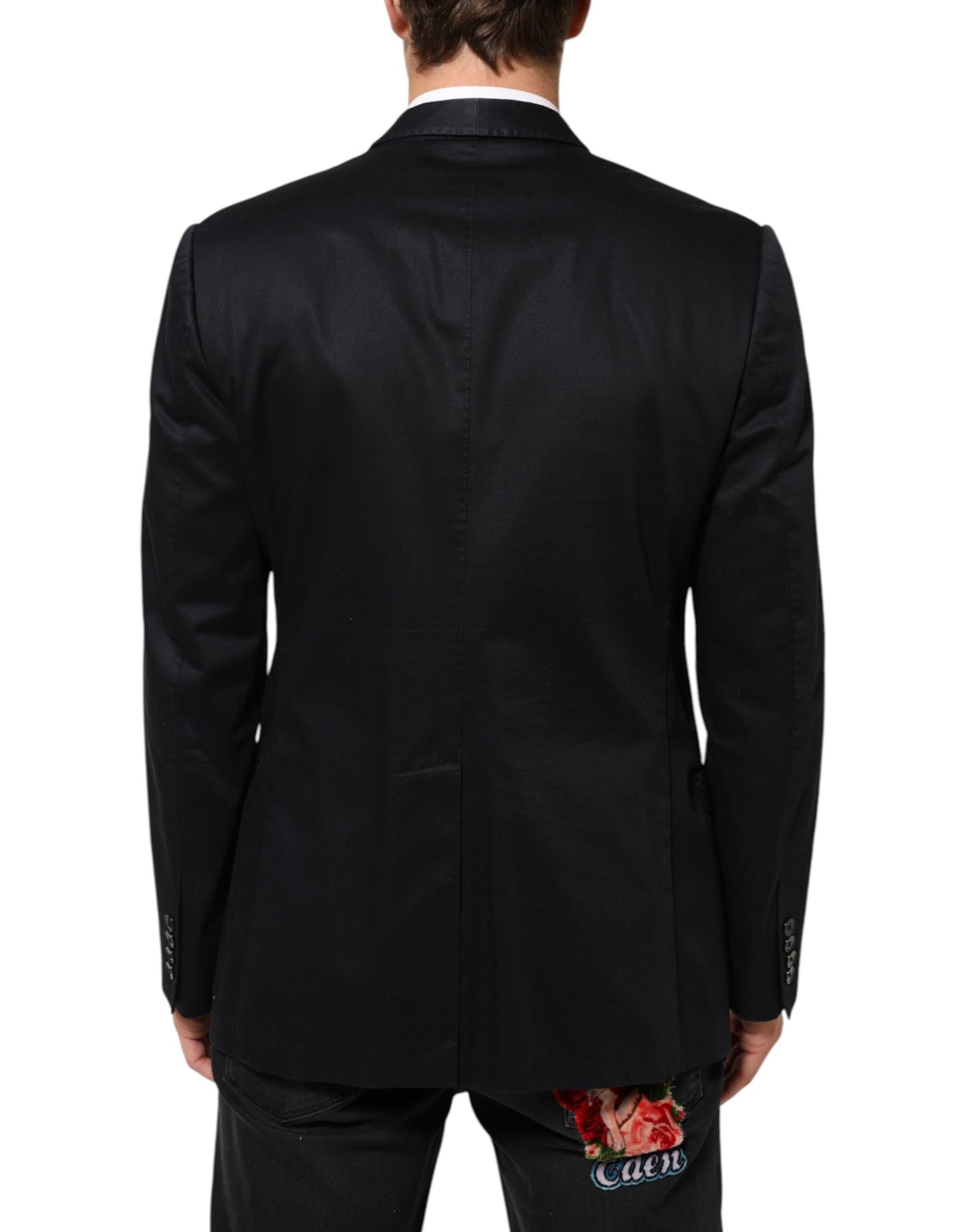 Dolce & Gabbana Black Cotton 1 Button Suit Jacket Blazer