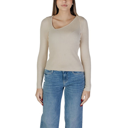 Vila Clothes Beige Viscose Sweatshirt