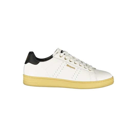 Blauer White Leather Men Sneaker