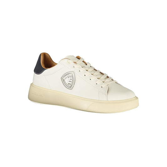 Blauer White Leather Men Sneaker