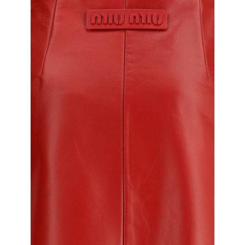 Miu Miu Red Lamb Ovis Aries Aries Long Skirt