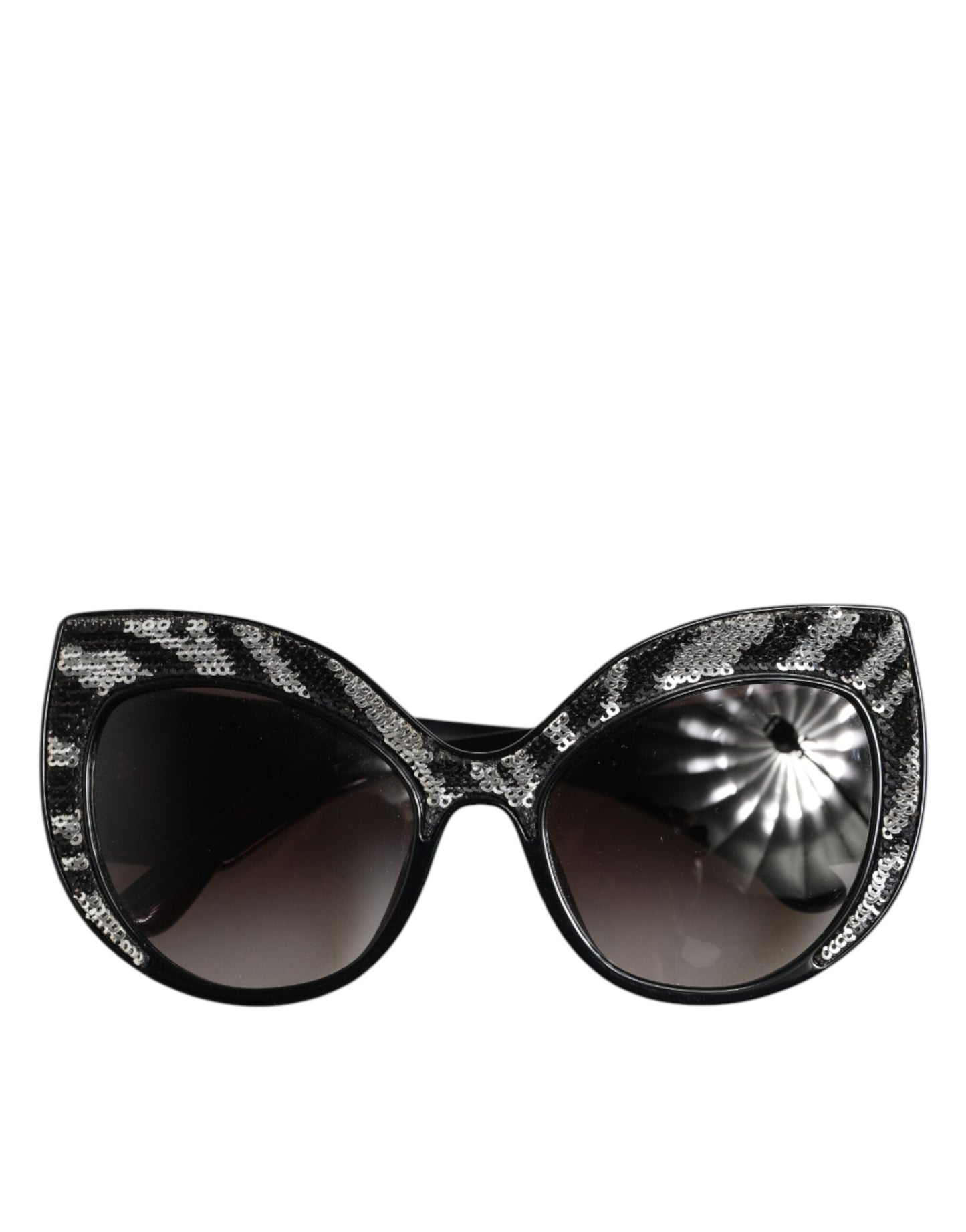 Dolce & Gabbana Black Silver Sequin Butterfly Polarized Sunglasses