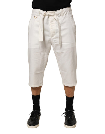 Dolce & Gabbana White Cotton Stretch Cropped Trouser Pants