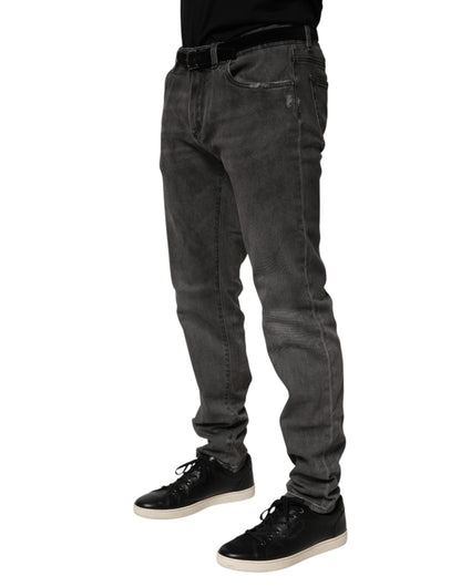Dolce & Gabbana Dark Gray Cotton Skinny Men Denim Jeans