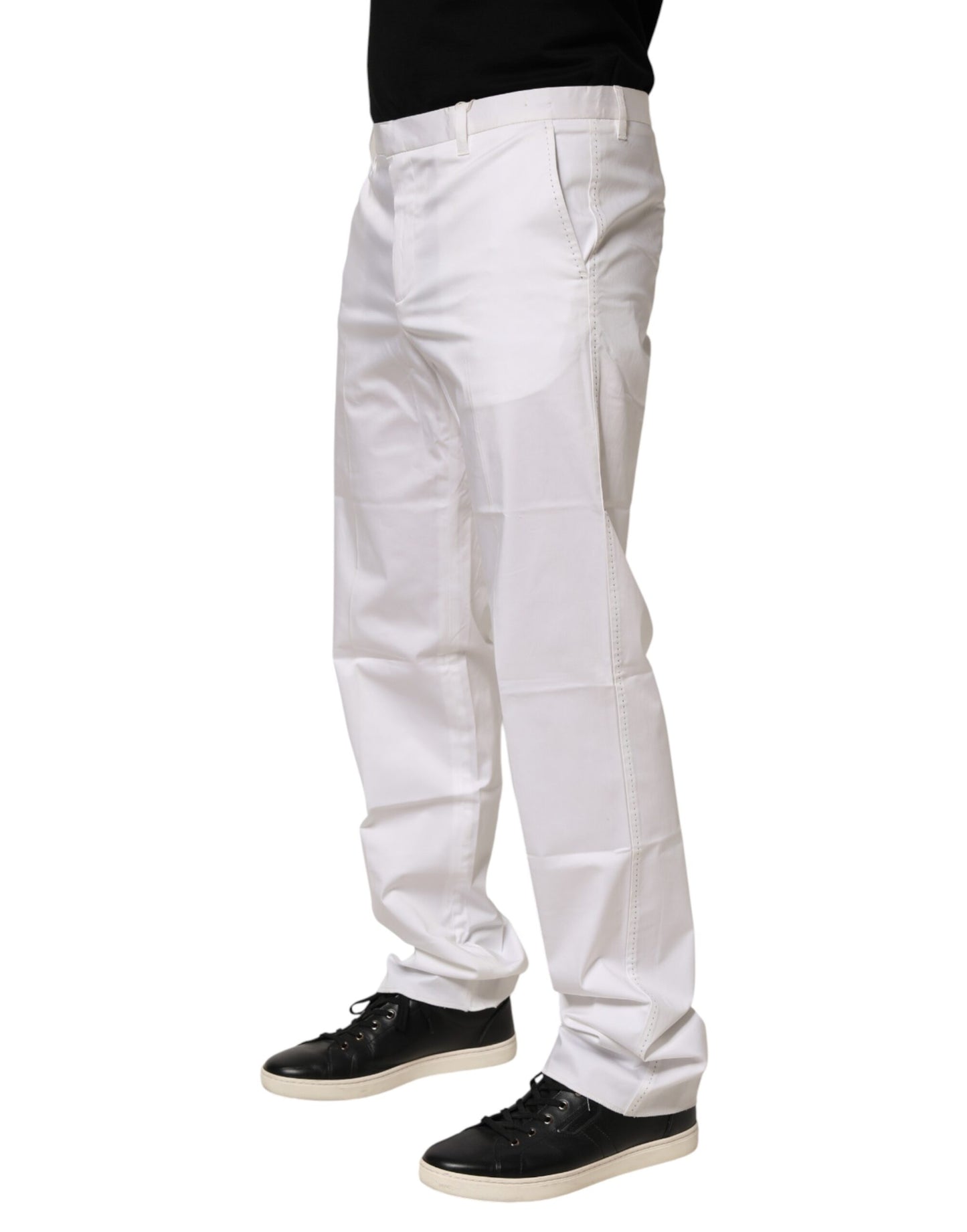 John Richmond White Cotton Stretch Dress Formal Men Trouser Pants