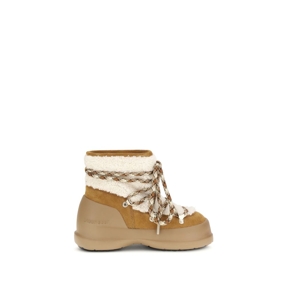 Moon Boot Beige Leather Ankle Boots