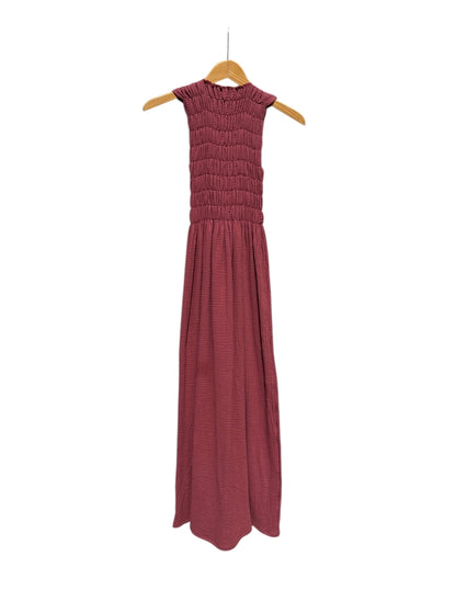 735 Alber Gathered Dress in Organic Cotton Muslin   Navy Blue