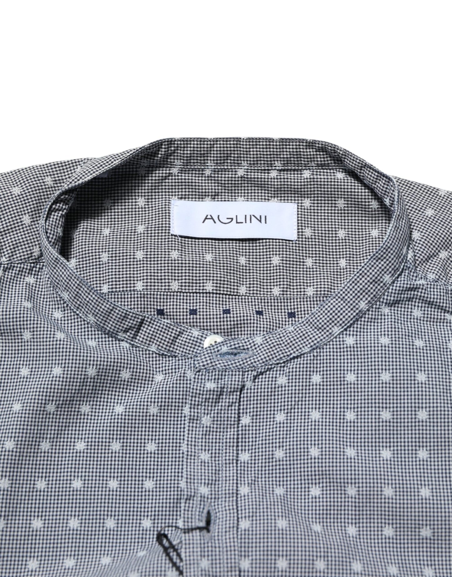 AGLINI Gray Polka Dot Cotton Button Down Long Sleeves Shirt