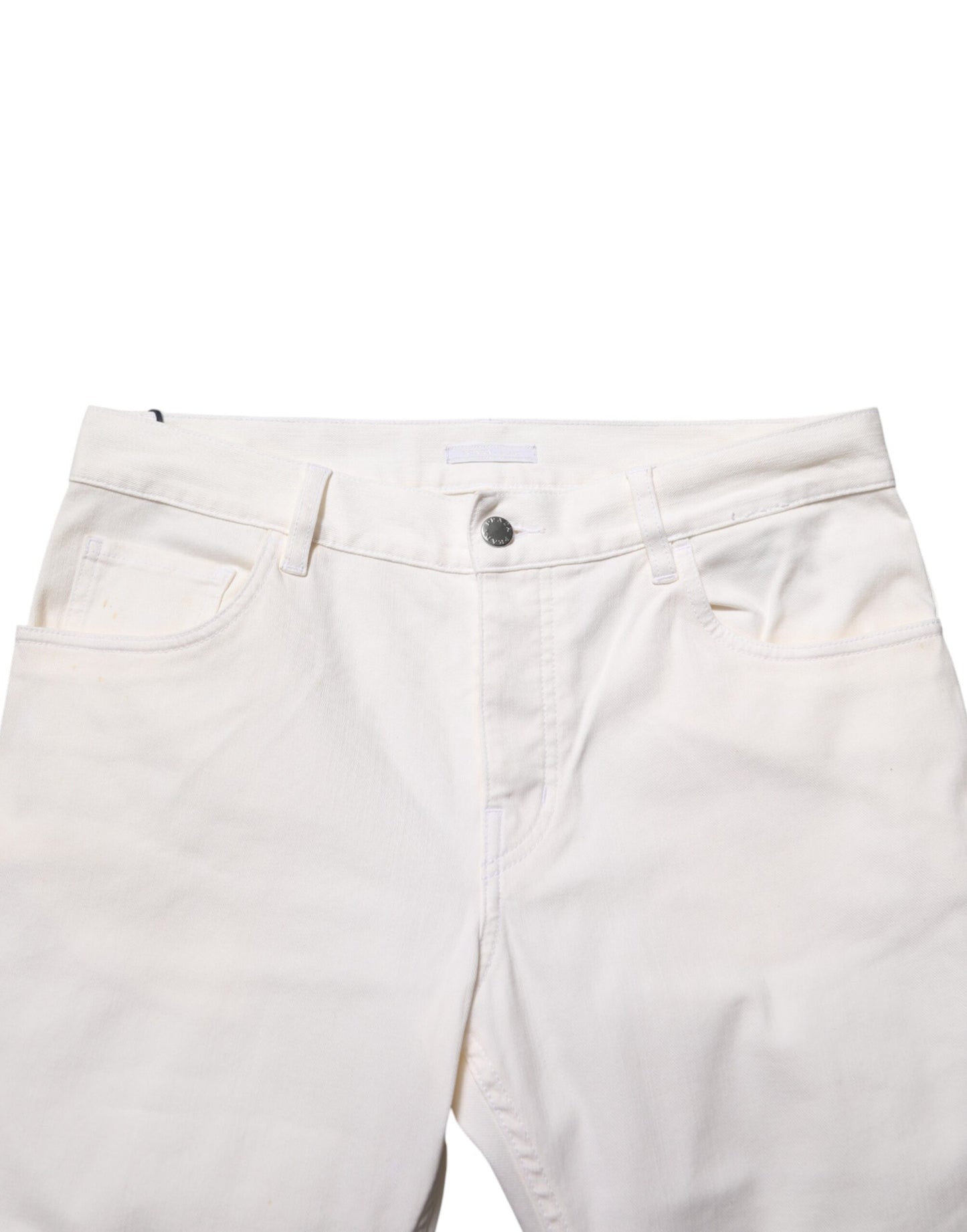 Prada White Mid Waist Skinny Fit Denim Casual Trouser Jeans