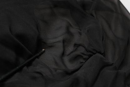 Dolce & Gabbana Black Silk Tulle Long Sleeve V-neck Dress