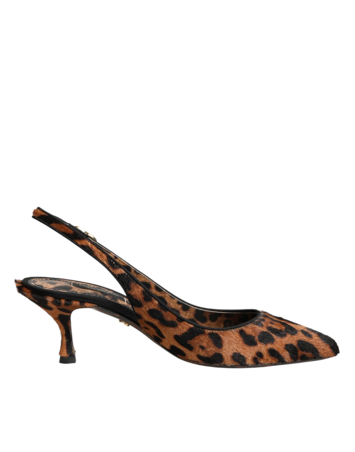 Dolce & Gabbana Brown Leopard Calfskin Fur Slingbacks Shoes