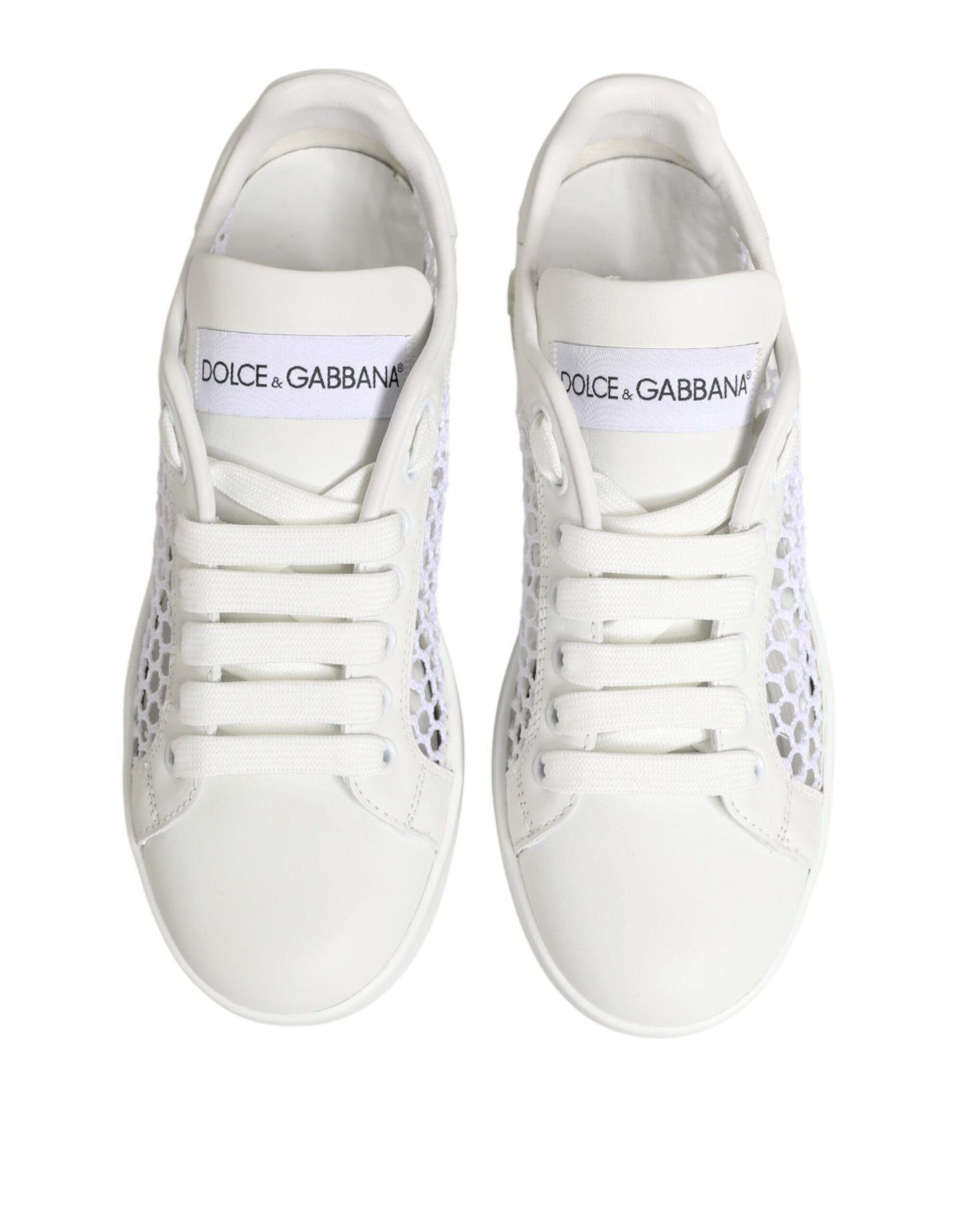 Dolce & Gabbana White Mesh Inserts Low Top Sneakers Shoes