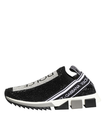 Dolce & Gabbana Black Silver Slip On Sorrento Sneakers Shoes
