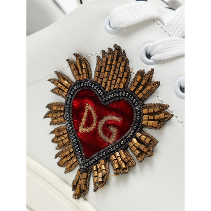 Dolce & Gabbana White Leather Low Top Sneakers