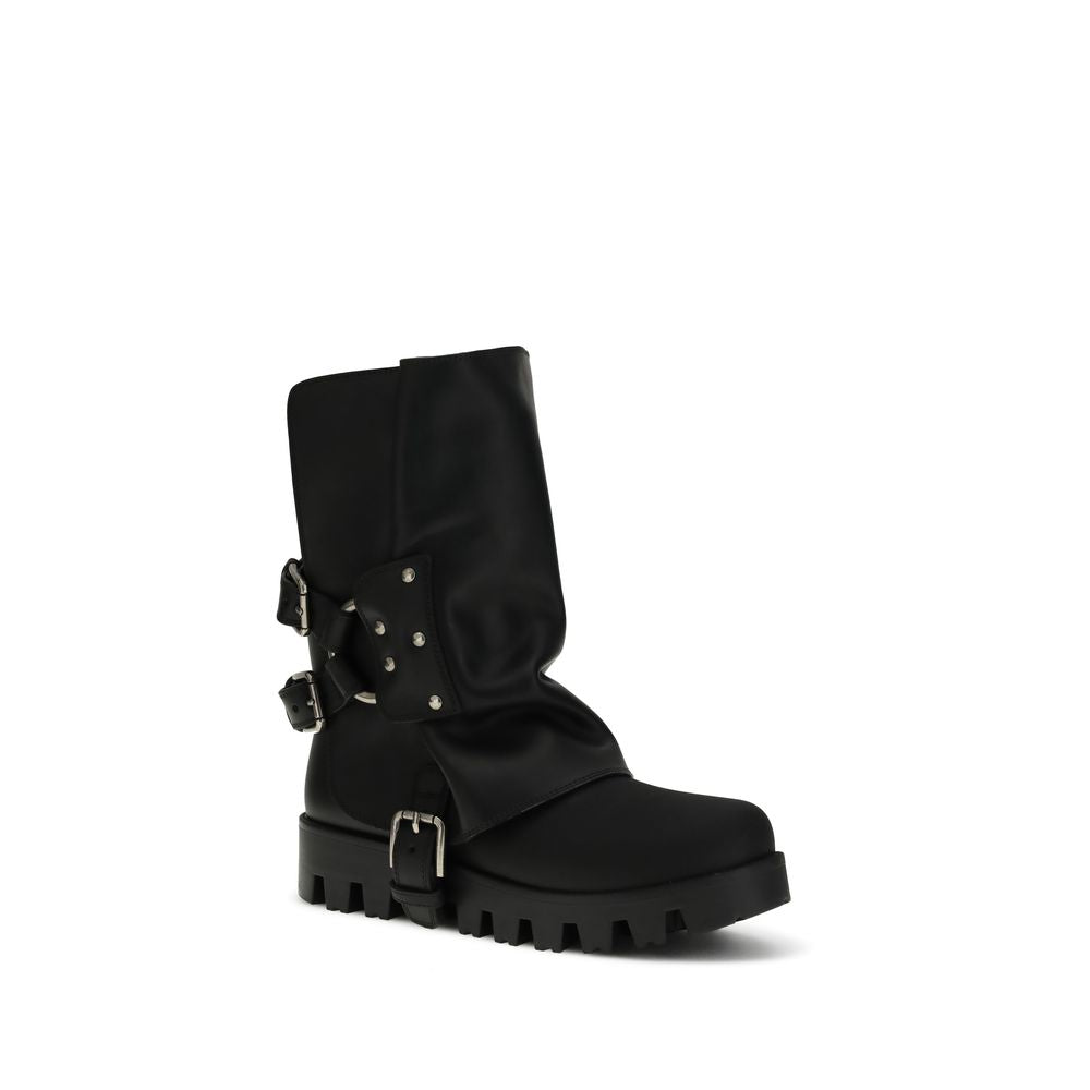Dolce & Gabbana Black Calf Leather Bos Taurus Ankle Boots