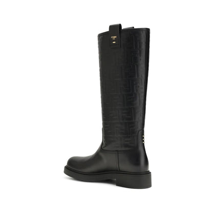 Fendi Black Calf Leather Bos Taurus Ankle Boots