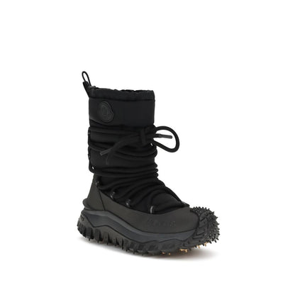 Moncler Black Polyamide Lace-Up Boots