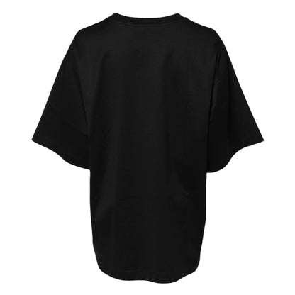 Dolce & Gabbana Black Cotton DG Logo Embroidery Top  T-shirt