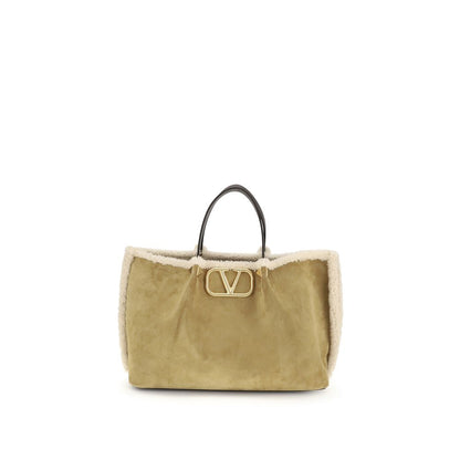 Valentino Garavani Beige Calf Leather Bos Taurus Shoulder Bag