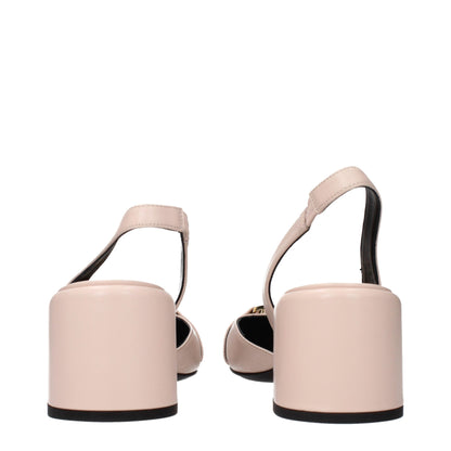 Versace Pink Leather Mid Heel Pumps