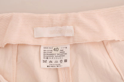 Ermanno Scervino Beige Cotton Stretch Straight Trousers Pants