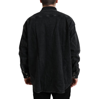 Dolce & Gabbana Black Cotton Long Sleeve Denim Casual Shirt