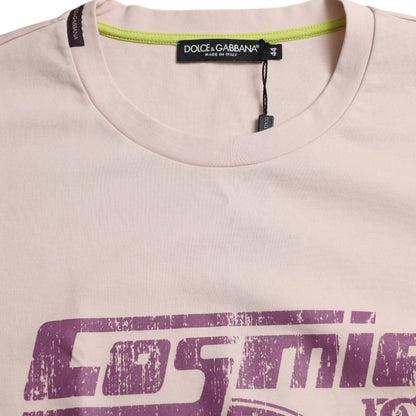 Dolce & Gabbana Beige Cosmic Love Cotton Crew Neck T-shirt