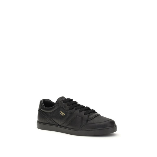 Prada Black Calf Leather Bos Taurus Sneakers