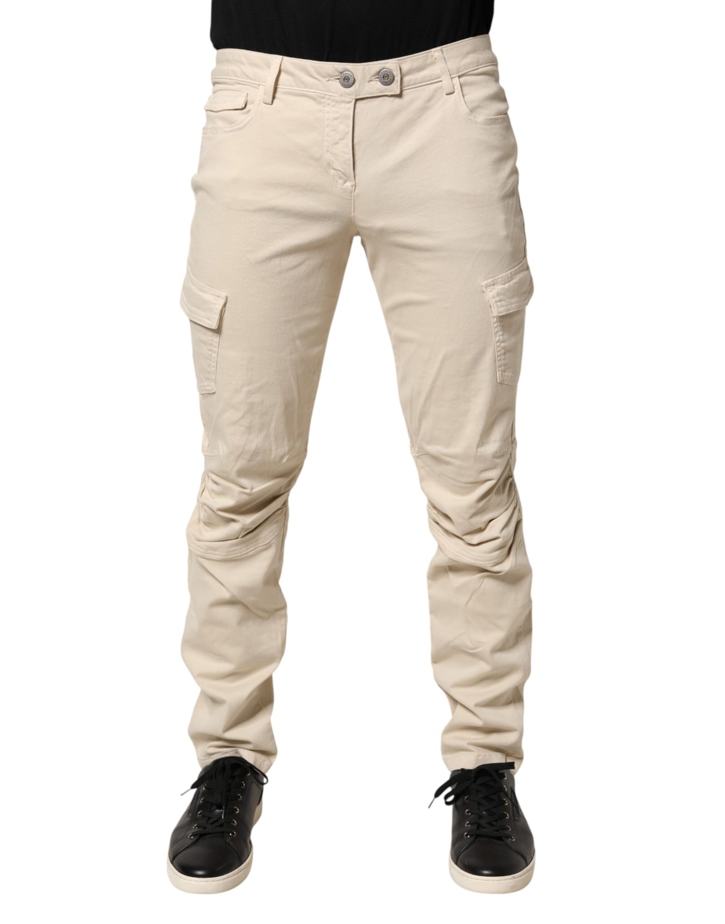 Scervino Street Beige Skinny Fit Mid Waist Men Denim Jeans