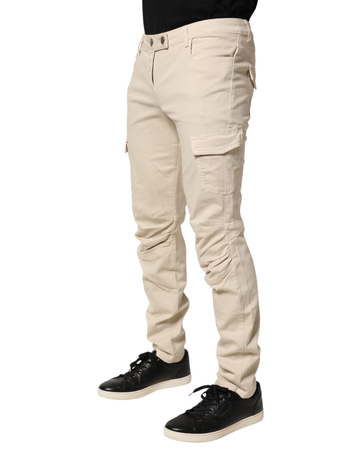 Scervino Street Beige Skinny Fit Mid Waist Men Denim Jeans