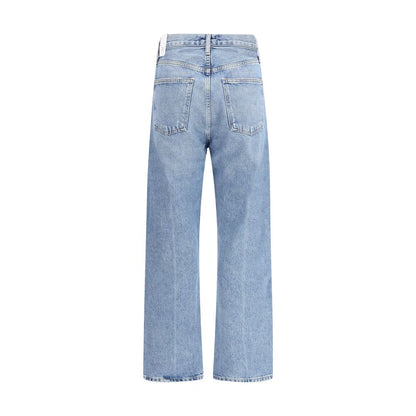 Agolde Light Blue Cotton Relaxed Fit Jeans