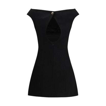 Marine Serre Black Fleece Wool Casual Dress