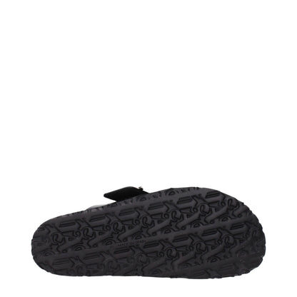 Palm Angels Black Leather Slippers