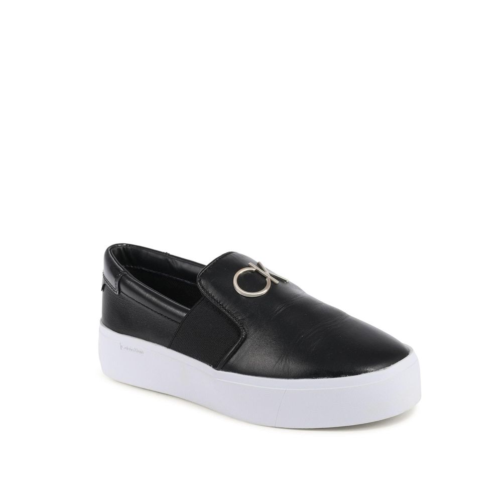 Calvin Klein Black Leather Platform Sneakers