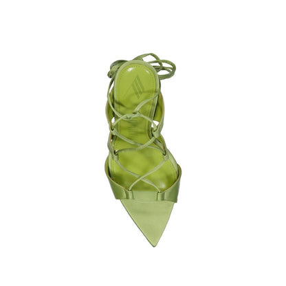 The Attico Green Silk Stiletto Heel Sandals